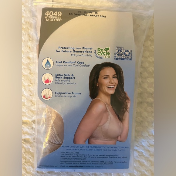 NEW, NWT Playtex sz 40DDD Nude Back & Side Smoothing Support bra - Picture 2 of 3